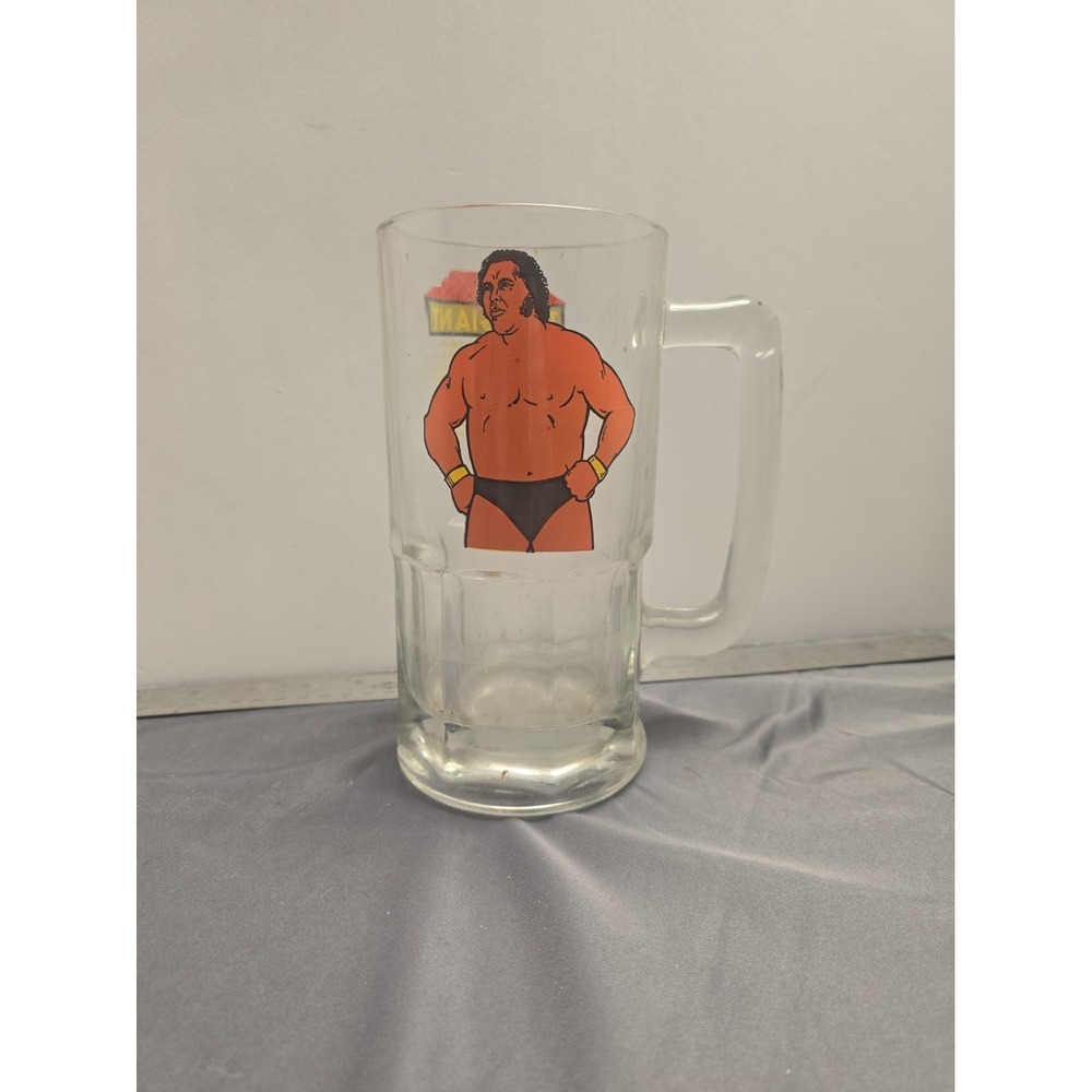 WWF Andre the Giant 32 oz Large Beer Mug Glass (1985) Titan Sports WWE Wrestling